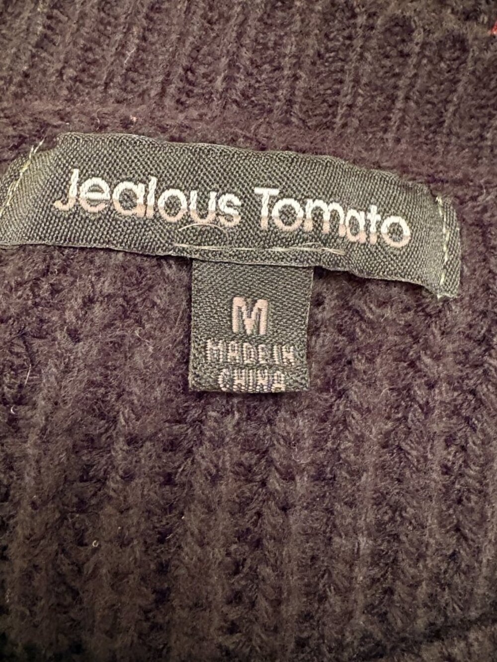 Jealous Tomato Black Sweater Floral Embroidery on Chest & Arm size M - Picture 3 of 7